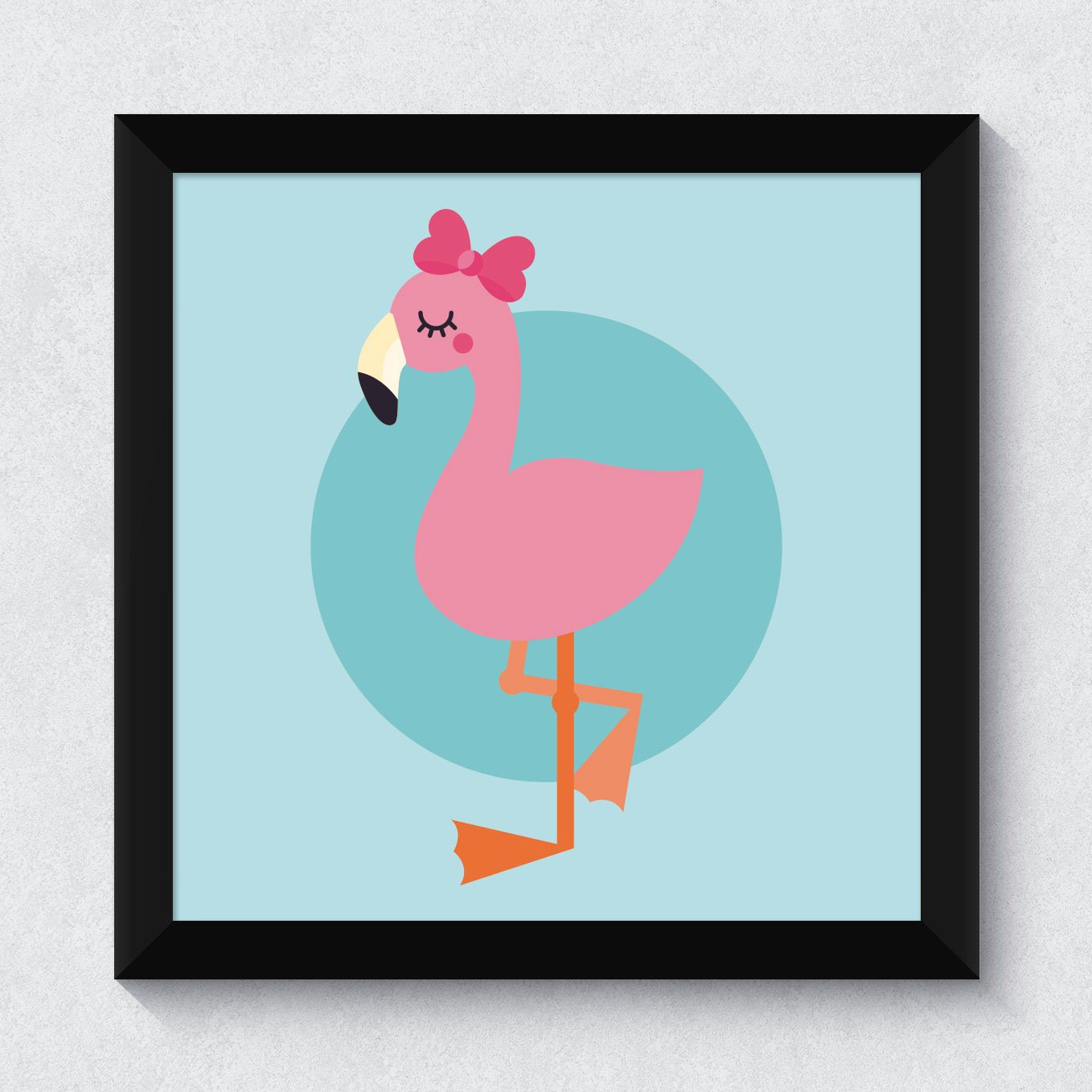 Quadrinho Decorativo Infantil Flamingo Menina