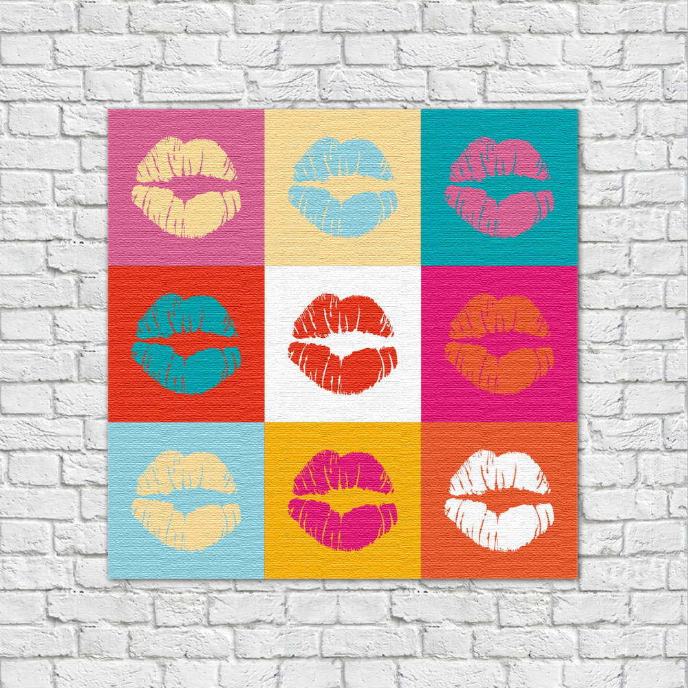 Quadro Decorativo Beijos Coloridos - Em Canvas
