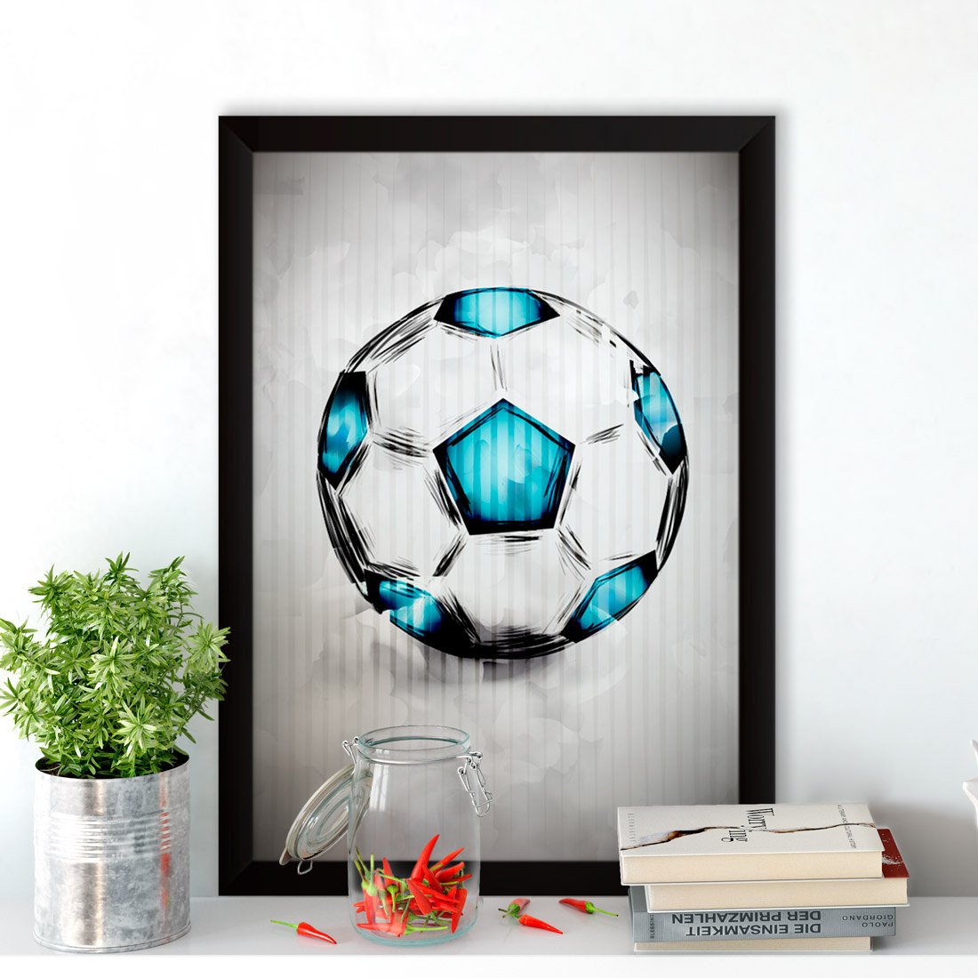 Quadro Decorativo Soccer Ball Aquarela