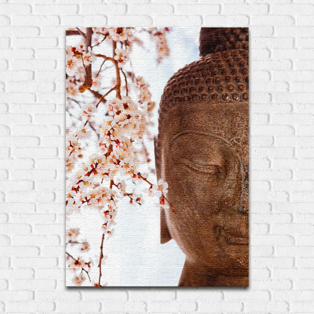 Quadro Decorativo Buda e Cerejeira - Em Canvas