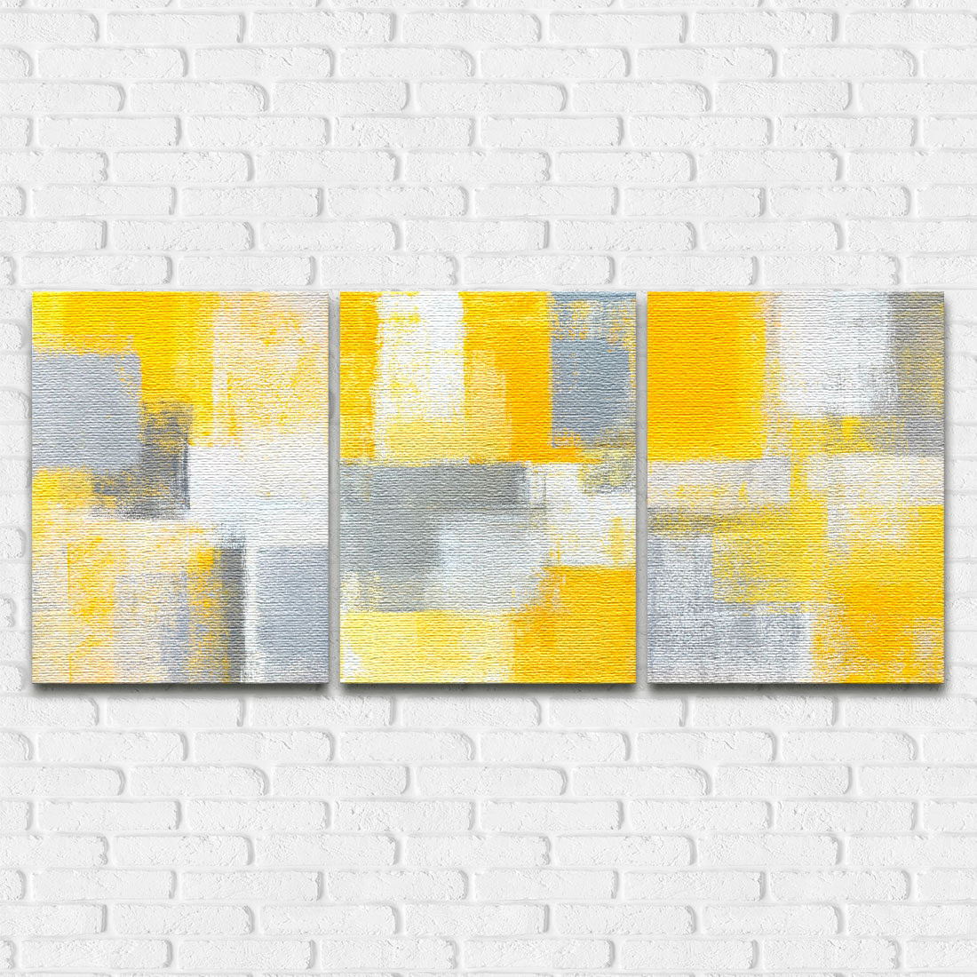 Quadro Decorativo Pintura Abstrata Amarelo - Em Canvas