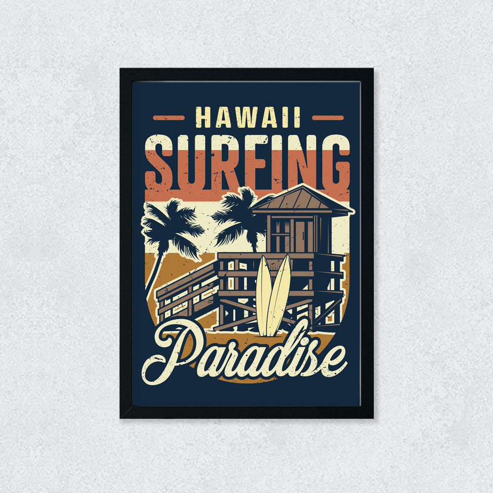 Quadro Decorativo Hawaii Surfing Paradise