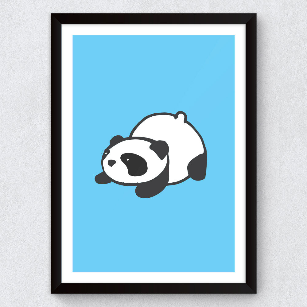 Quadro Decorativo Infantil Panda (Fundo Azul)