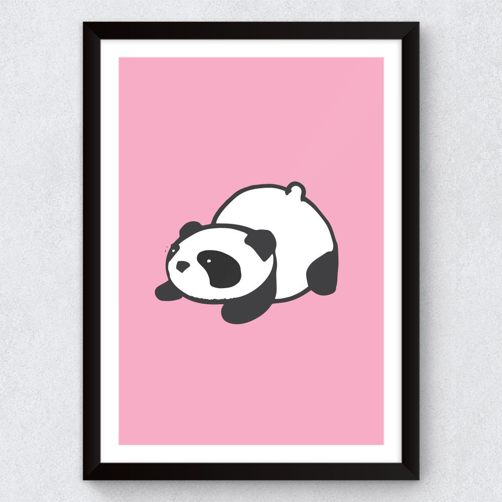 Quadro Decorativo Infantil Panda (Fundo Rosa)