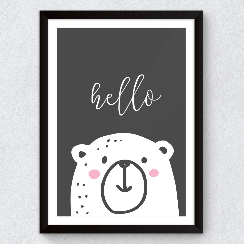 Quadro Decorativo Infantil Urso Polar "Hello"