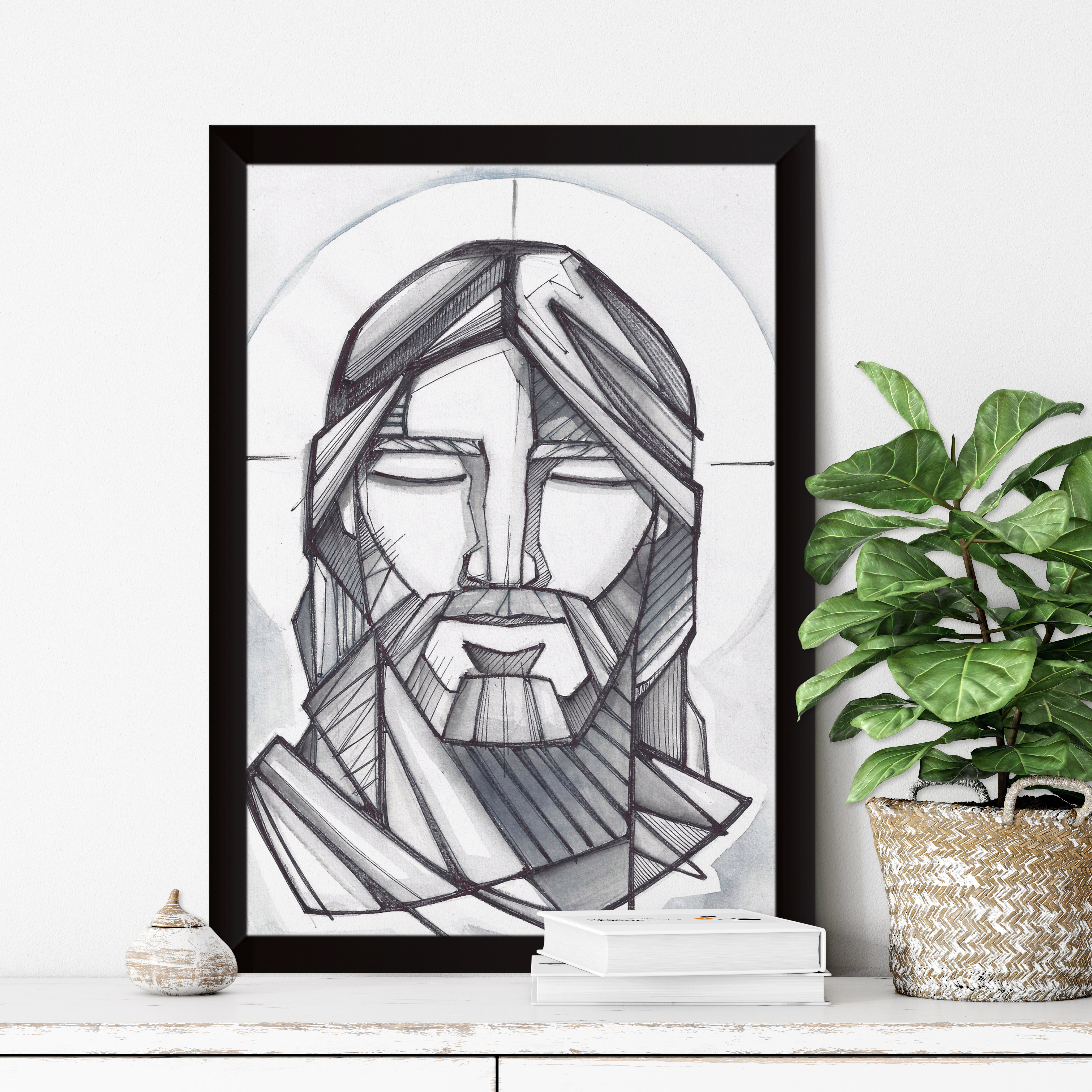 Quadro Decorativo Jesus Cristo a Lápis