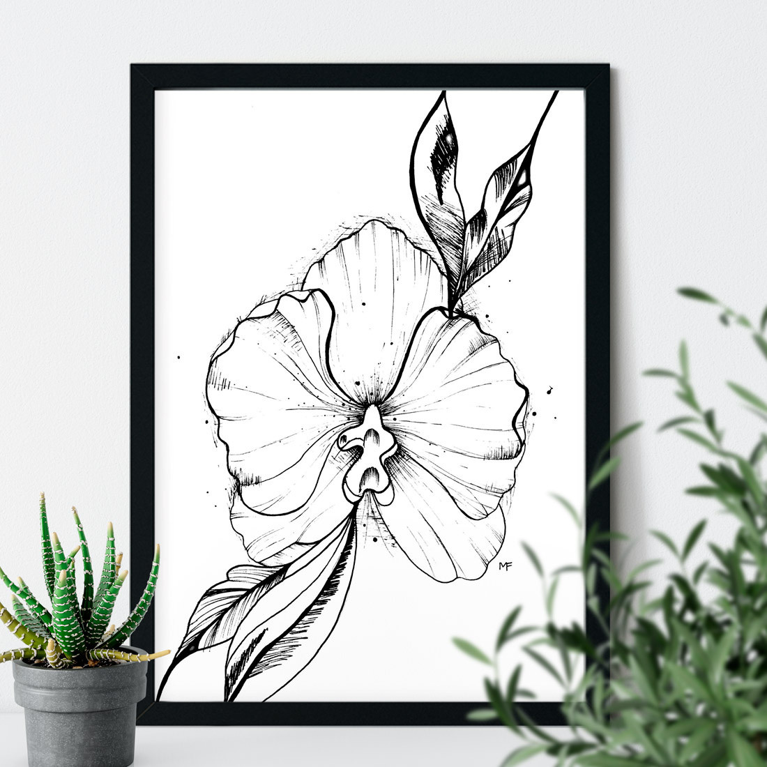 Quadro Decorativo Orquídea Desenho