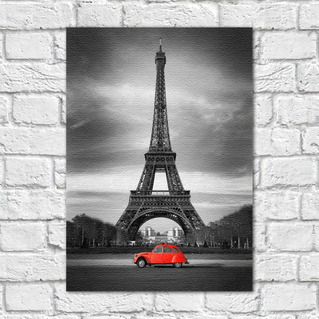 Quadro Decorativo Torre Eiffel Destaque Vermelho - Em Canvas