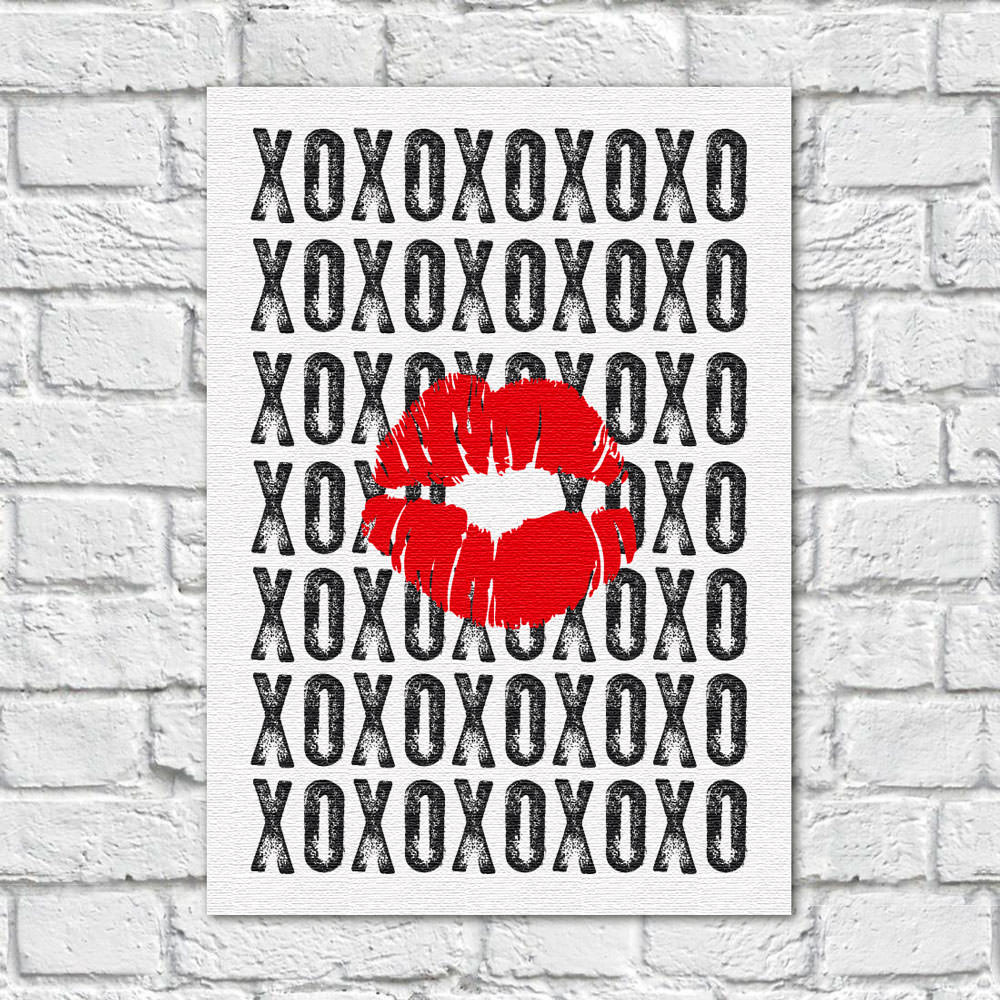 Quadro Decorativo XOXO - Beijos e Abraços - Em Canvas