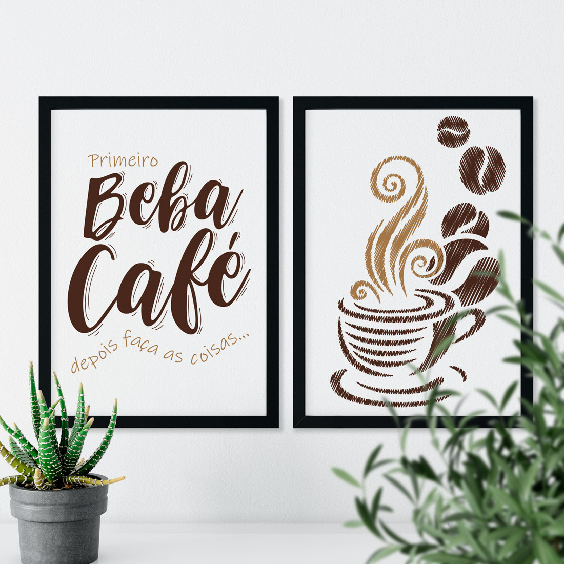 Conjunto de Quadros Decorativos Beba Café